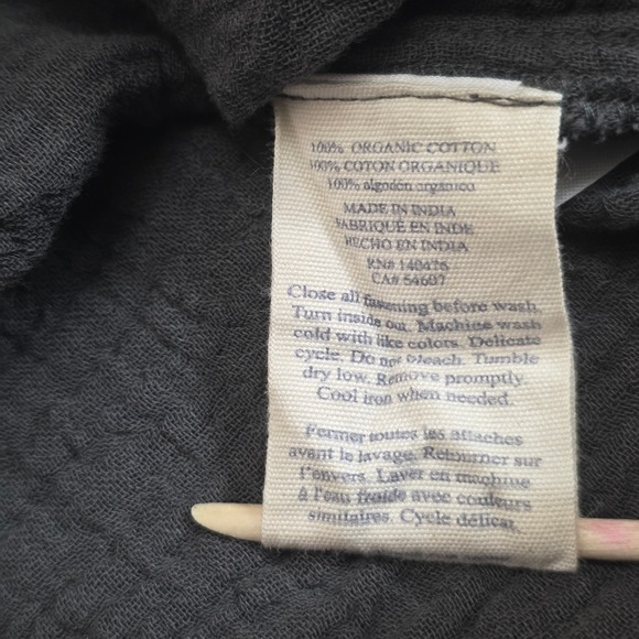 Faherty Dream Cotton Gauze Desmond Blouse Womens Medium Charcoal Lightweight Top - Picture 5 of 9